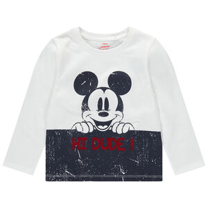 Tee-shirt manches longues en jersey avec print Mickey Disney effet crinkle 
