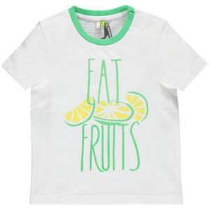 Tee-shirt manches courtes avec inscription et fruits printés 