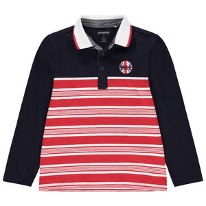 Polo manches longues à rayures et badge 