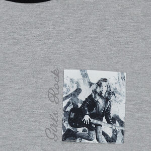 Junior - Tee-shirt manches longues bicolore avec poche printée 