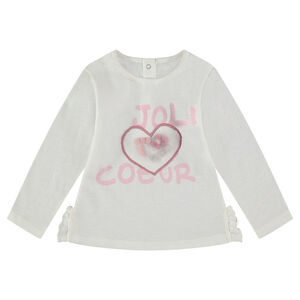 Tee-shirt manches longues en tricot fin slub avec motif fantaisie 