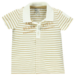 Polo manches courtes rayé avec inscription printée devant 