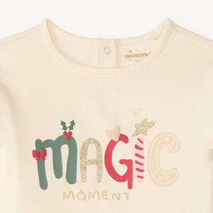 T shirt bébé fille à manches longues et épaules volantées 