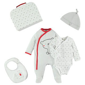 Coffret de naissance avec body- bonnet - bavoir et dors-bien 
