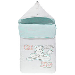 Nid d’ange rayé en jersey avec patch hippopotame et inscriptions 