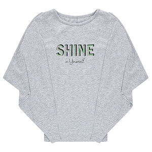 Tee-shirt manches chauve-souris avec message en foil iridescent 