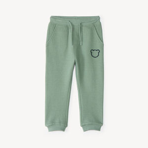 Pantalon de jogging bébé garçon en maille nid d'abeille motif ourson 