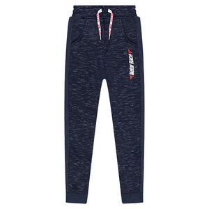 Junior - Pantalon de jogging en molleton twisté avec zips et inscription printée 