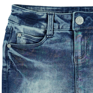 Jupe en jeans avec enduction effet arc-en-ciel 