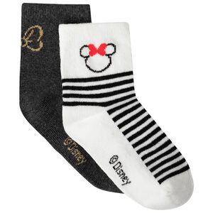 Lot de 2 paires de chaussettes rayées et unies motif Minnie Disney 