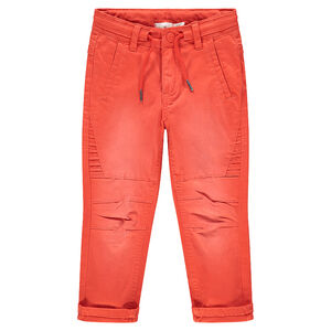 Pantalon en coton surteint orange effet used 