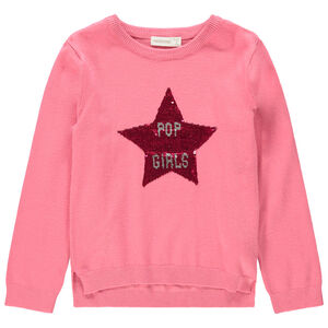 Pull en tricot uni avec motif fantaisie 