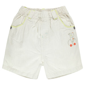Bermuda en coton avec broderies et éléphant printé au dos 