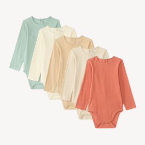 Lot de 5 bodies manches longues en interlock garçon 