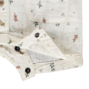 Combishort en double gaze imprimé feuilles pour bébé 
