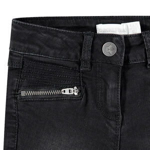 Junior - Jeans effet used avec poches zippées et jeux de plis 