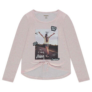 Junior - Tee-shirt manches longues en maille mélangée de fil brillant 