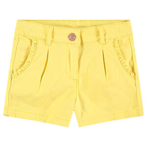 Short en coton avec biais volanté sur les poches 