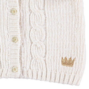 Gilet en maille chenille avec couronne dorée brodée 