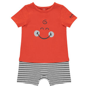 Combinaison courte effet 2 en 1 avec print Smiley 