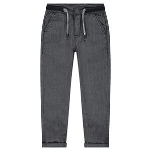 Pantalon doublé jersey à fines rayures 