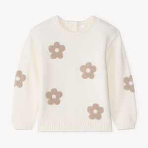 Pull tricot à fleurs en bouclettes 3D pour bébé fille 