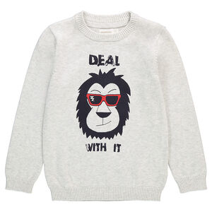 Pull en tricot avec animal printé sur le devant 
