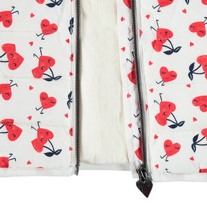 Doudoune sans manches à coeurs all-over doublée sherpa fine 