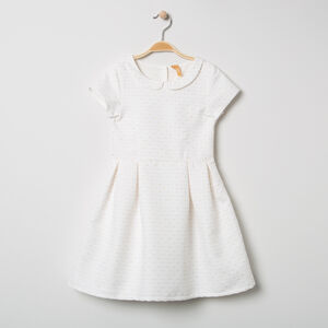 Robe de cérémonie manches courtes col Claudine et motifs jacquard 