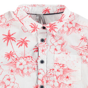 Chemise manches courtes avec imprimé tropical rouge all-over 