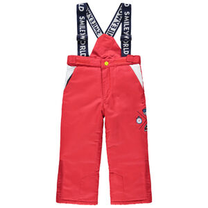 Pantalon de ski imperméable à bretelles avec broderies Smiley 