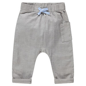 Pantalon en coton à taille élastiquée et poche plaquée 