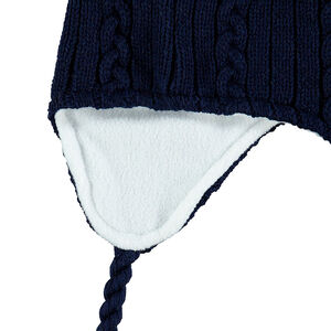 Bonnet péruvien en tricot doublé polaire avec pompon 