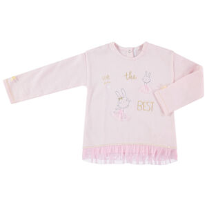 Sweat en molleton avec inscriptions brodées et bas du sweat en tulle 