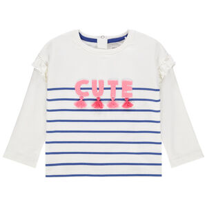 Sweat en molleton style marinière avec message pailleté 