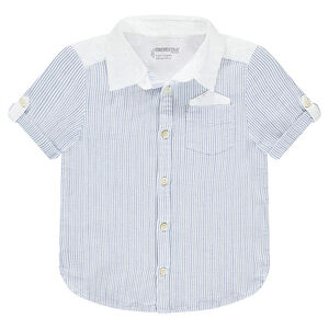 Chemise manches courtes en coton fantaisie avec poche 