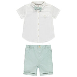 Ensemble 2 pièces avec chemise à nœud pour bébé garçon 