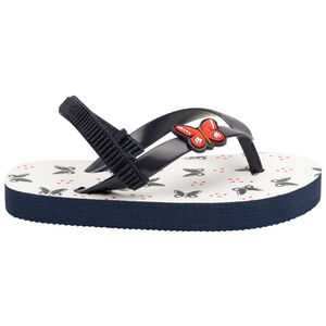 Tongs bébé fille à motifs papillons et bride au talon 