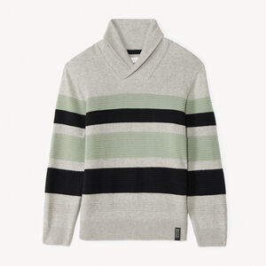 Pull à col châle en tricot rayé garçon 