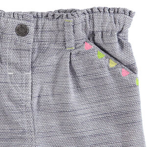 Short en coton fantaisie avec motifs colorés brodés 