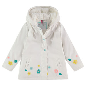 Parka en gomme doublée sherpa avec fleurs printées  