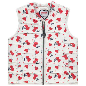 Doudoune sans manches à coeurs all-over doublée sherpa fine 