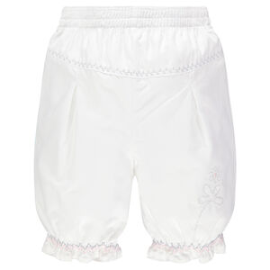 Pantacourt en coton avec broderies fantaisie 
