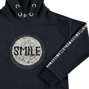 Junior - Robe manches longues à capuche avec Smiley en sequins magiques 