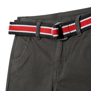 Pantalon droit en toile à ceinture rayée amovible 