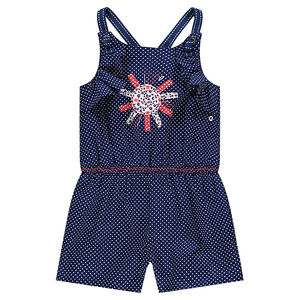 Combinaison courte à pois avec soleil brodé 