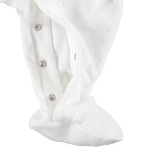 Dors-bien en velours avec col volanté et fines broderies 