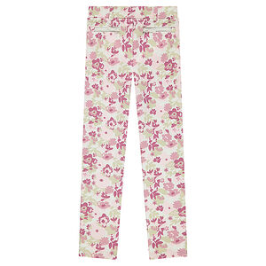 Jegging en milano à fleurs all-over et poches zippées décoratives 