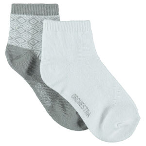 Lot de 2 paires de chaussettes courtes à motif/unies 