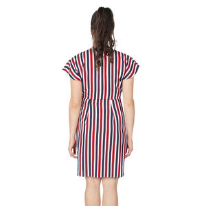 Robe manches courtes esprit kimono à rayures verticales 